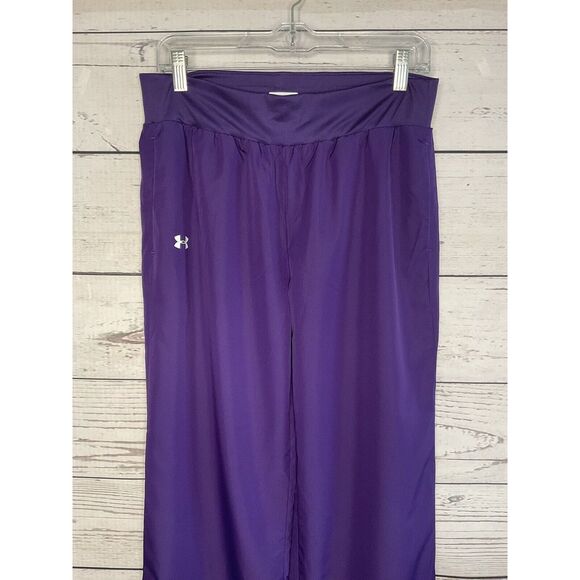 Under Armour Mens Size Medium Loose Fit Track Pants Purple Elastic Waist Zip Hem - Picture 5 of 10